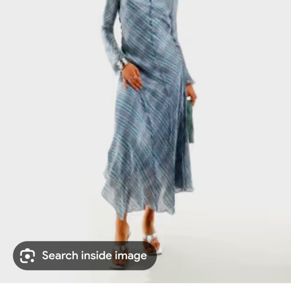 Mango Blue Long Sleeve Dress